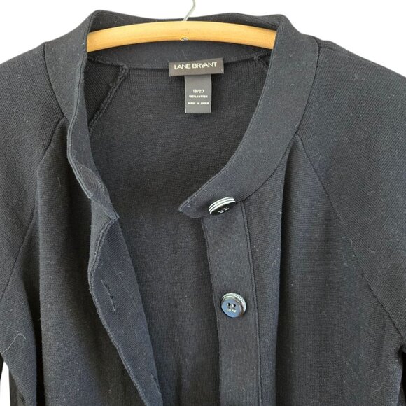Lane Bryant Womens Black Knit Cardigan Size 18/20 100% Cotton Long Sleeve Button - Picture 3 of 7